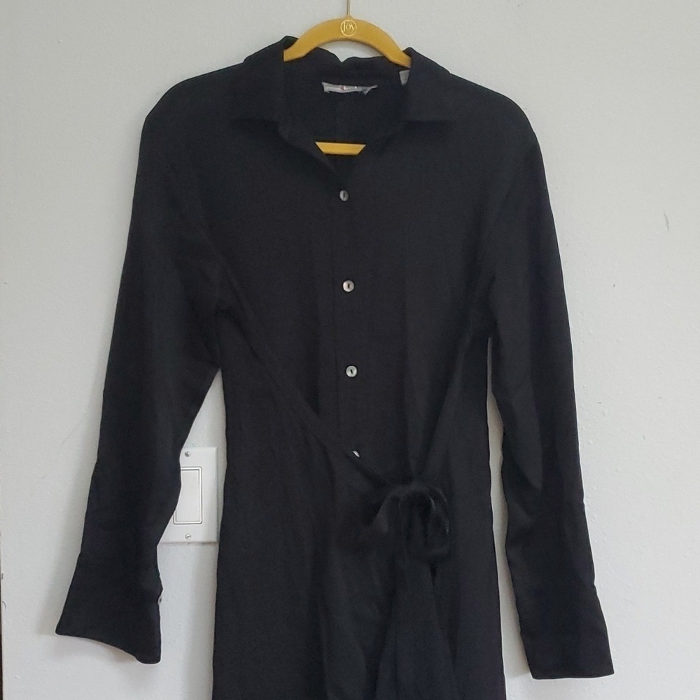 Vince Tie Front Shirtdress In Black